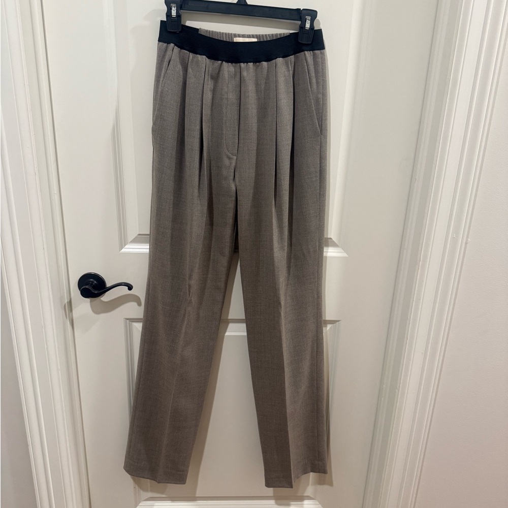 Loulou Studio Palazzu Pull On Pleated Pants Beige Mela Small NWT Wool Blend New